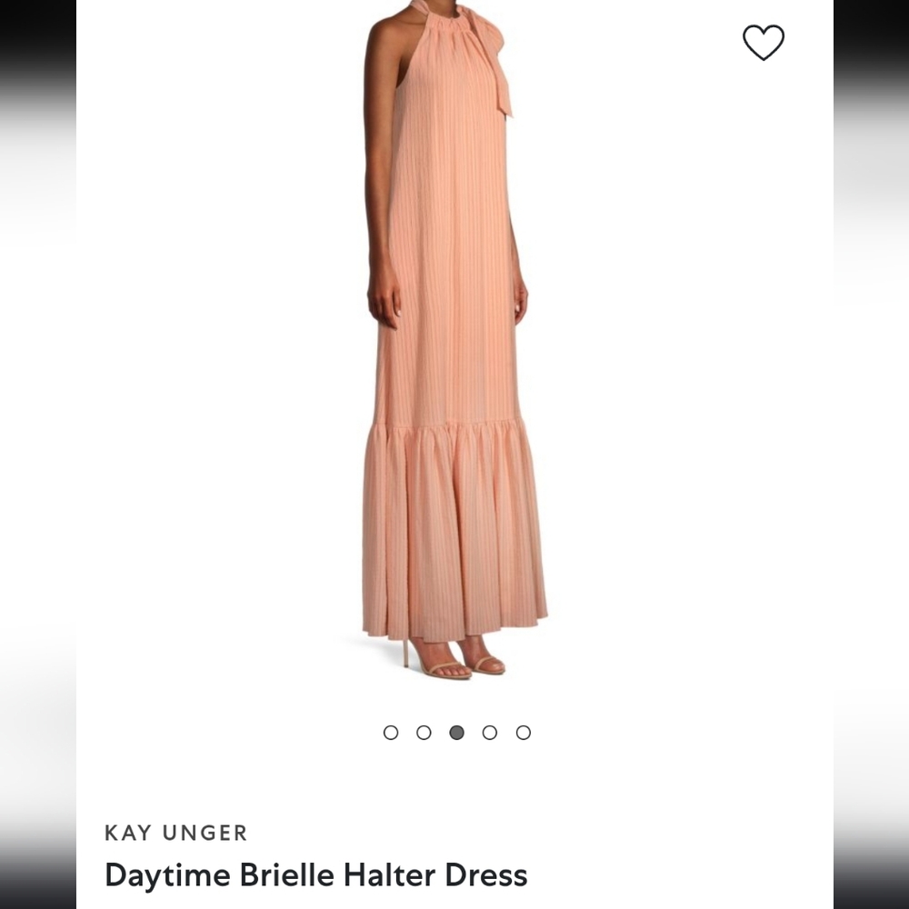 New Kay Unger Daytime Brielle Peach Halter Maxi Dress Size 6